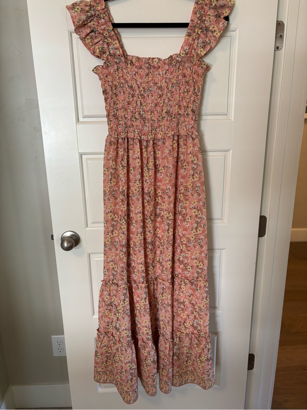 NWOT Max Studio Pink Floral Ruffle Strap Maxi Dress - Picture 2 of 6